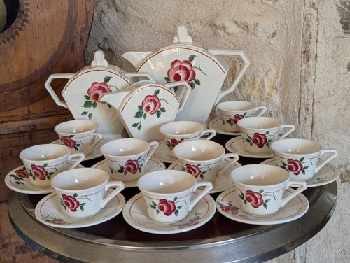 Service café fleurs rose - ,