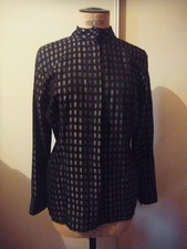 VESTE CHEMISE COL MAO EFFET FAUX CUL + GRIS NEW WAVE GLAM ROCK BAROQUE GOTHIQUE