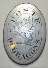 Plaque de métier - POSTILLON 9° Régiment de dragons POSTE d=125x89m dragon gravé