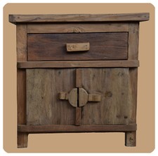 Vieux Chêne Commode Pur Antique 3 Recyclage Bois Teck Massif Absolu Pièce Unique