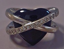 Super bague argent coeur jais