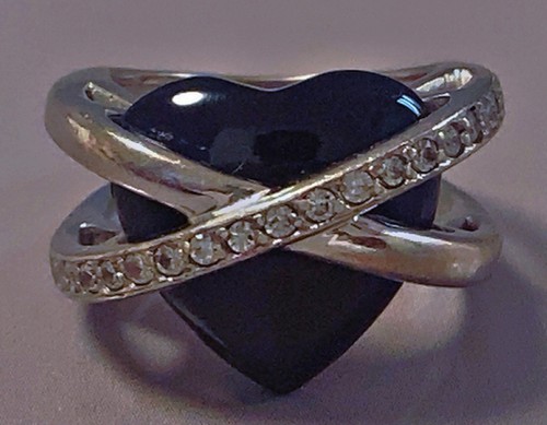 Super bague argent coeur - , jais