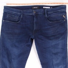 Hommes Replay M914 ANBASS Ajusté Tapered Élasthanne Bleu Jeans W38 L36