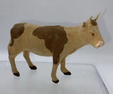 Santon DEVINEAU Vache tachetée  marron 8 cm de haut Taille 3 Yeux verre