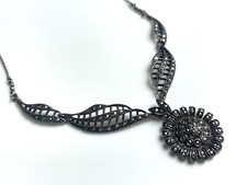 ANCIEN Collier  argent massif Marcassite ANTIQUE SILVER STERLING necklace