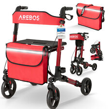 AREBOS Déambulateur Porte-canne Pliable Rollator Assise et dossier max. 136kg