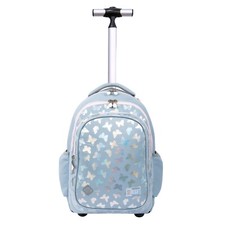 ST.RIGHT Sac À Roulettes Argenté Papillons Grand École Primaire Collège Fille