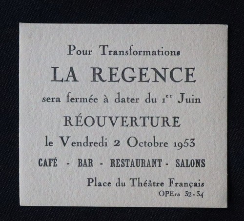 Carte visite regence - carte, de