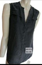 "SANDRO" TOP TUNQUE EN SOIE OUVERTE AU DOS T.36/38