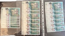 Liasse de 20 billets de 500 Francs Curie (1994), nos. consécutifs, prNEUF