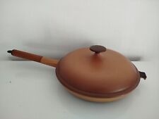 Le Creuset Poêle En Fonte Emaillée Manche Bois Couvercle Vintage 28.5 cm France