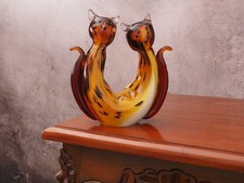 Figurine De Chat En Verre De Murano – Sculpture Vintage Fait Main 19,5 Cm Italie