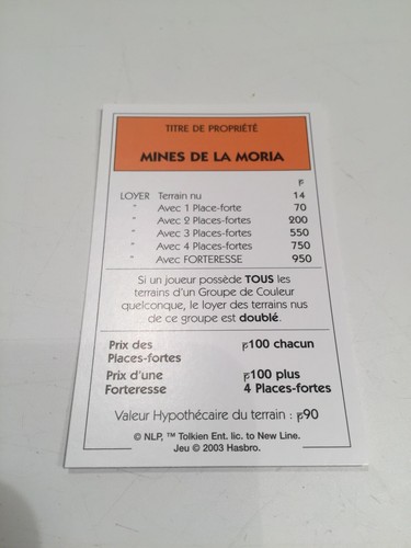 Carte mines moria pièce - mines,