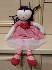 34 CM PELUCHE DOUDOU POUPEE CHIFFON JACADI ROBE ROSE BLANCHE TULLE BERTILLE