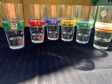 6 Verres de Bar à Pastis Publicitaire  " PASTIS 51  "  Bracelets couleur
