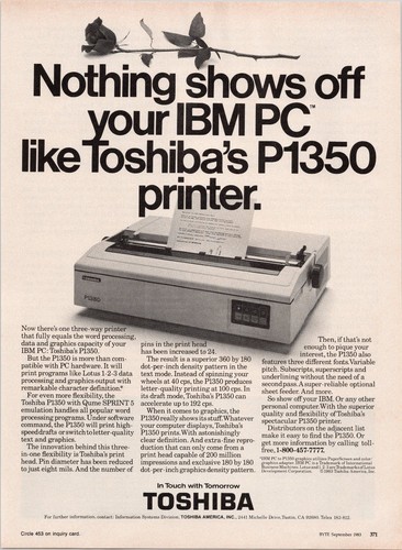 Toshiba p1350 printer vintage - p1350,