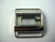 Tonneau Mens Vintage Watch Case Silver Tone Id 17.92mm by 15.2mm Crystal NOS