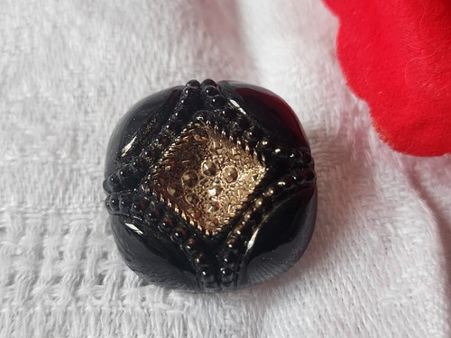 Gros bouton verre noir - en,