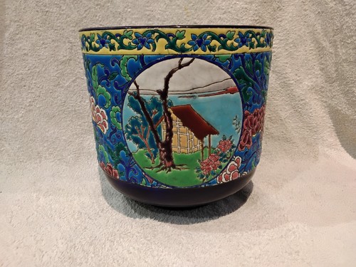 Beau grand cache pot émaux - grand,