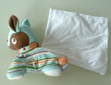 *.DOUDOU PELUCHE SUCRE D'ORGE CAJOU BICHE CHIEN mouchoir blanc bleu marron TTBE