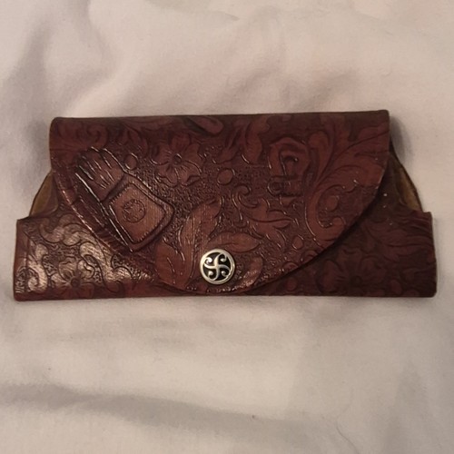 Vintage brown tooled - brown, leather