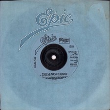 Hi Gloss You'll Never Know 7" vinyl UK Epic 1981 blue injection label design in