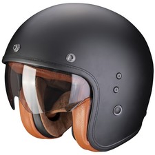 Casque de moto Scorpion Exo Belfast EVO Luxe noir mat casque jet