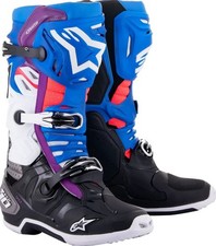 Alpinestars Tech De 10 Supervented Motocross Enduro Bottes Noir/Bleu /Violet/