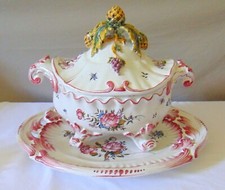 BELLE SOUPIERE ET SON DORMANT FAIENCE MALICORNE EMILE TESSIER