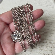 Sautoir Long Collier 136 cm Métal Argenté 1900 Belle Maille