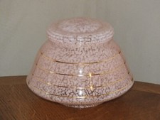 + Grand globe de plafonnier ou lampe en verre moucheté rose années 50 +