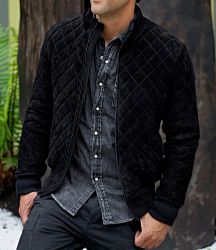 Blouson cuir bomber noir - , homme