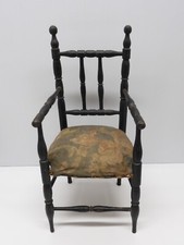 - FAUTEUIL de POUPEE XIXe NAPOLEON III BOIS NOIRCI Tissu origine sorti grenier D