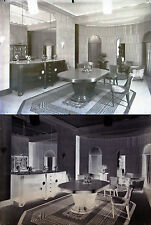 Jules LELEU, NEGATIF PLAQUE PHOTO ORIGINALE VERRE, SALLE à MANGER ART DECO 1925