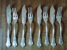 BEAUX COUVERTS A POISSON METAL ARGENTE