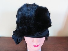 chapeau, toque, bonnet en fourrure de lapin noir