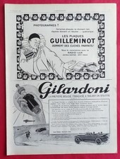 Publicité presse: Automobile Bougie GILARDONI - Photo Plaques GUILLEMINOT  1926