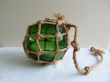 Ancienne boule en verre flotteur de pêche corde - déco vintage années 60