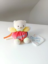 Peluche/Doudou Chat Boule Rouge Vert Jaune Orange Attache Tétine 10cm Kaloo 2007