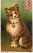 chats.cats.portrait. clochette.bell. gaufré. embossed