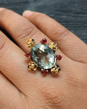 Bague améthyste verte argent