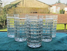 6 cut orangeade glasses signed