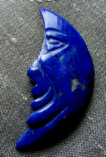 GRAND PENDENTIF PIERRE SEMI PRECIEUSE LAPIS LAZULI forme VISAGE 1/2 LUNE  - NEUF
