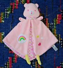 JP/ DOUDOU PLAT  GRELOT JEMINI LES BISOUNOURS ROSE ARC EN CIEL  ETAT NEUF