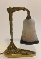 Lampe potence Art Déco en bronze ciselé – Tulipe Noverdy signée