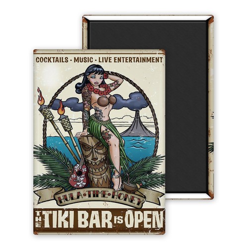 Tiki bar open magnet - is, open-magnet