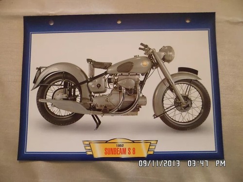 Carte fiche moto sunbeam 8 - moto,