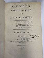 Livre Rare Œuvres Posthumes De Mr De St Martin Tome Premier 1807