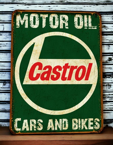 Plaque métal huile castrol - métal,