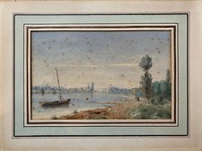 Tableau Aquarelle 1872 "Bord